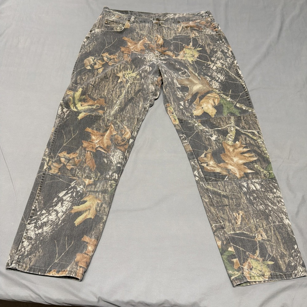 Wrangler Mossy Oak Break Up Camo Double Knee Jeans 36x30 Y2K Hunting